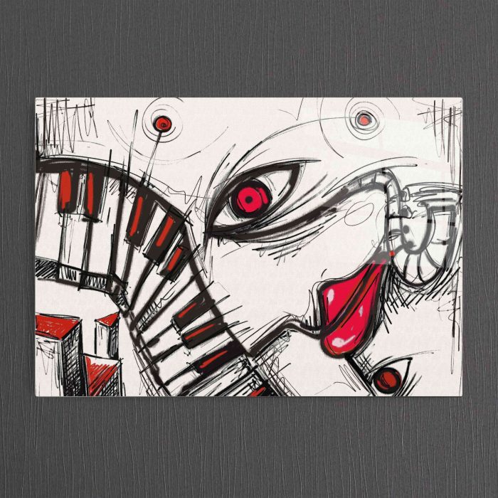 Bourneo Dekoratif Yatay Cam Tablo Abstract The Magdalenian Eye for Music
