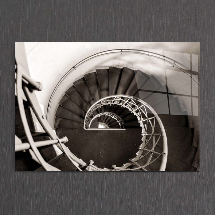 Bourneo Dekoratif Yatay Cam Tablo Stairs Black and White