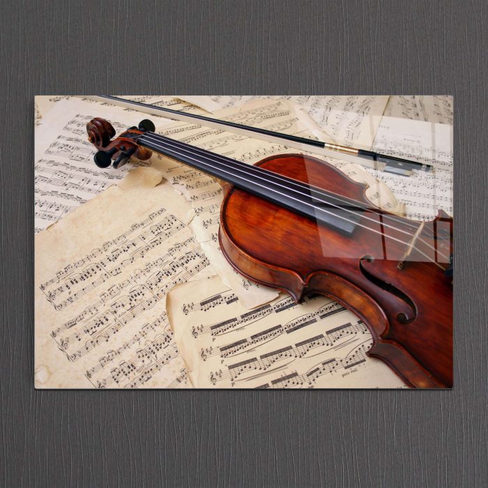 Bourneo Dekoratif Yatay Cam Tablo Violin