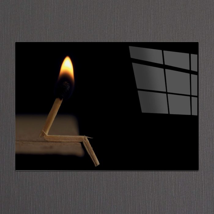 Bourneo Dekoratif Yatay Cam Tablo Thinking Matchstick