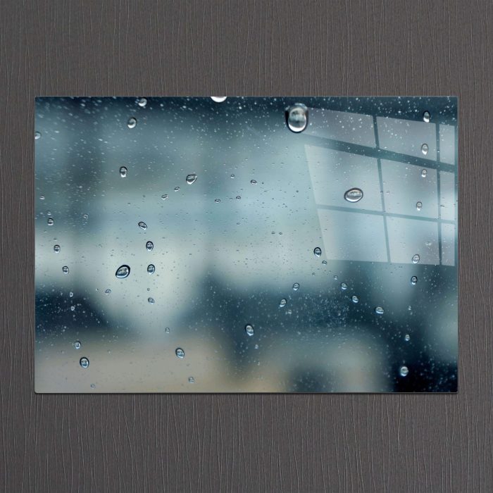 Bourneo Dekoratif Yatay Cam Tablo Blurry Window with Raindrops