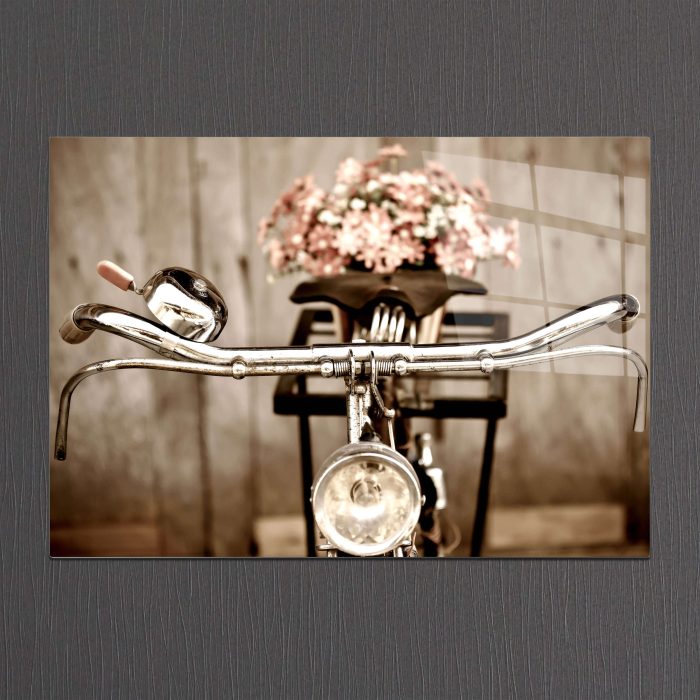 Bourneo Dekoratif Yatay Cam Tablo Bouqet on Bike