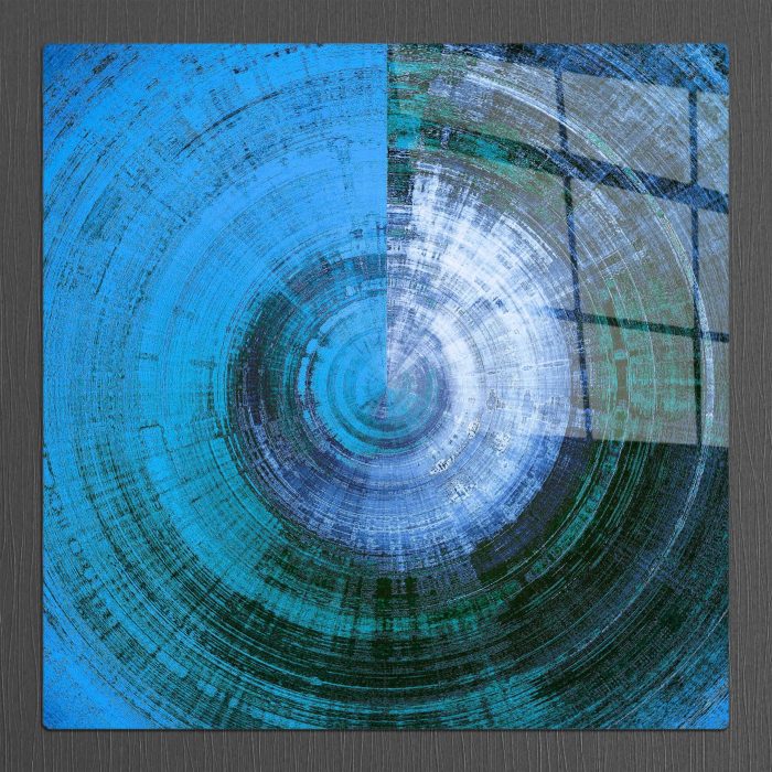 Bourneo Dekoratif Kare Cam Tablo Abstract Wooden Blue