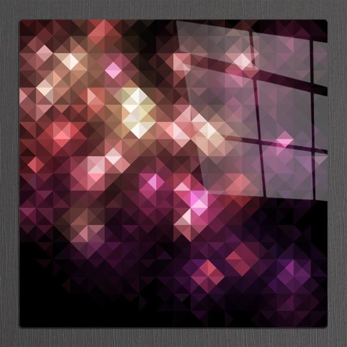 Bourneo Dekoratif Kare Cam Tablo Abstract Purple Cubic Lights