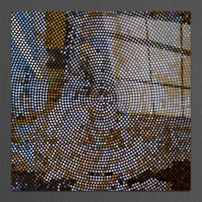 Bourneo Dekoratif Kare Cam Tablo Abstract Mosaic Circles Shiny Brown