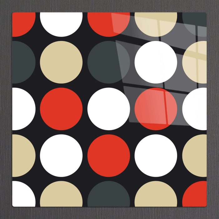 Bourneo Dekoratif Kare Cam Tablo Abstract Big Dots