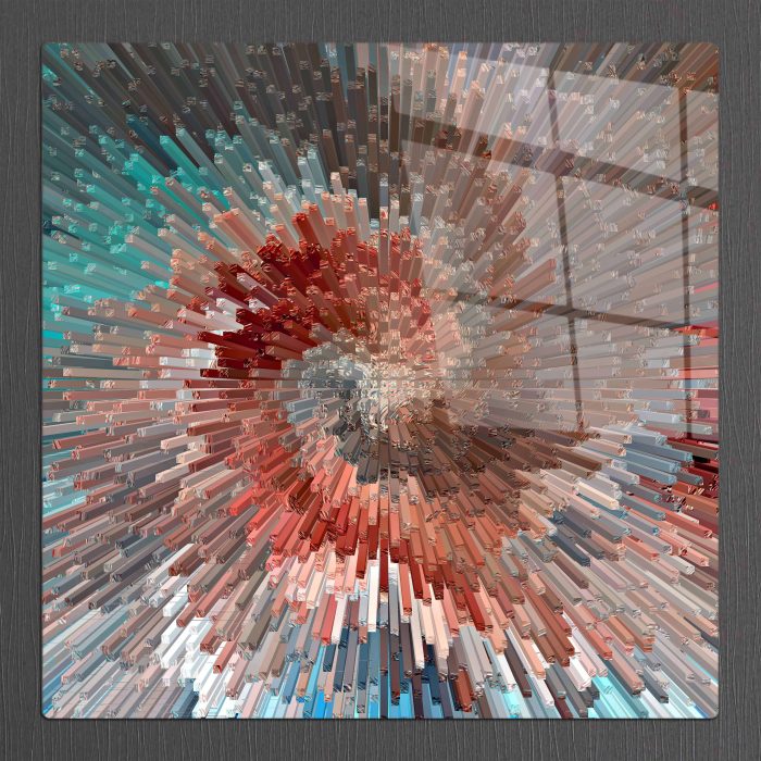 Bourneo Dekoratif Kare Cam Tablo Abstract Cubic Helix