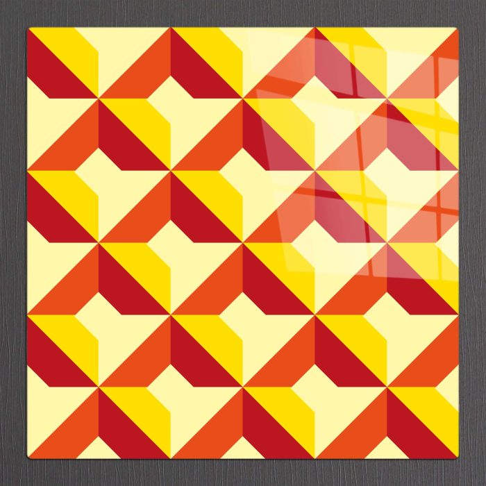 Bourneo Dekoratif Kare Cam Tablo Abstract Cubic Objects 1