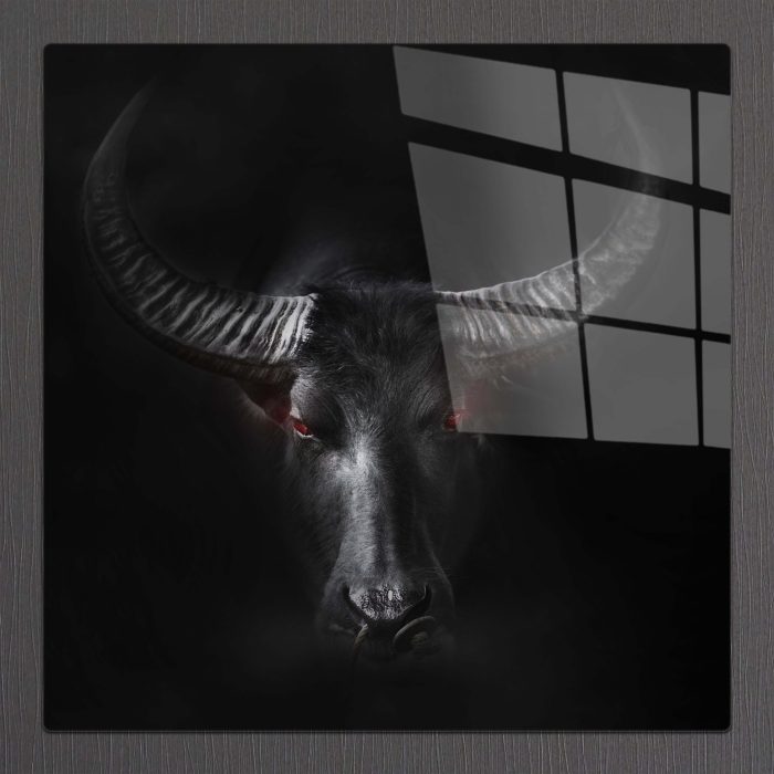 Bourneo Dekoratif Kare Cam Tablo Tempered Bull