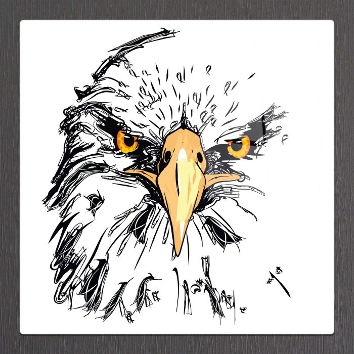 Bourneo Dekoratif Kare Cam Tablo Sea Eagle Sketch