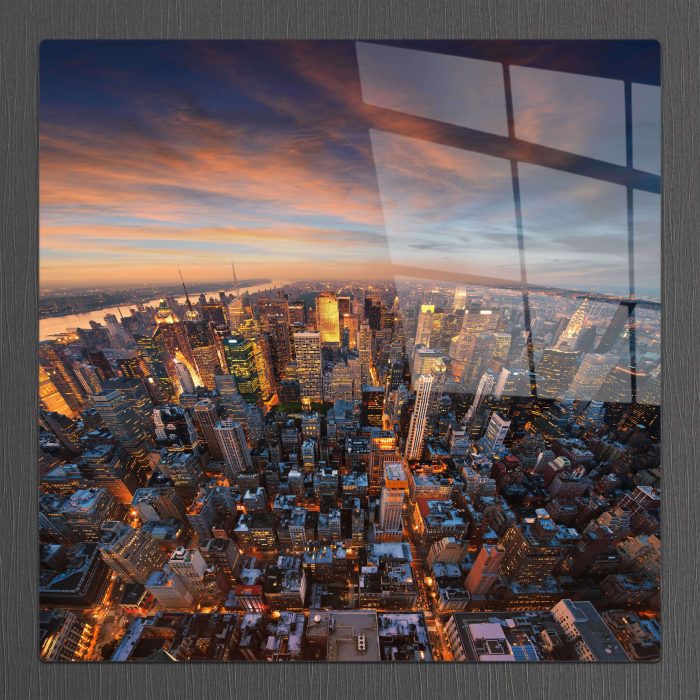Bourneo Dekoratif Kare Cam Tablo Manhattan Sunset New York