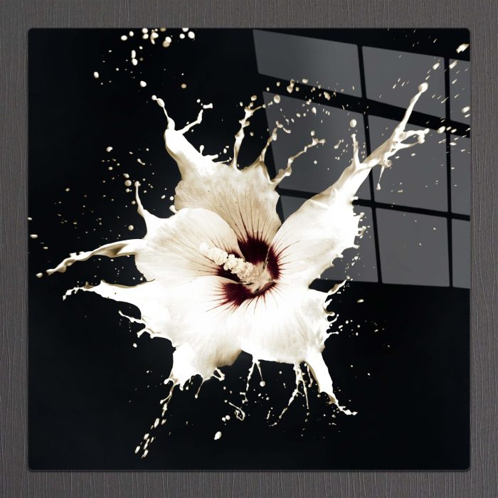 Bourneo Dekoratif Kare Cam Tablo Lilium Splash