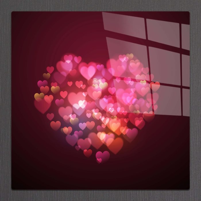 Bourneo Dekoratif Kare Cam Tablo Illustration Heart