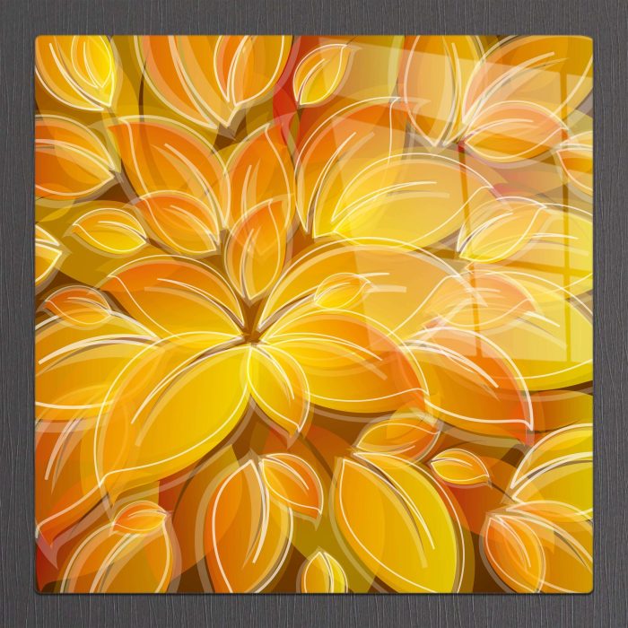 Bourneo Dekoratif Kare Cam Tablo Illustration Yellow Flower