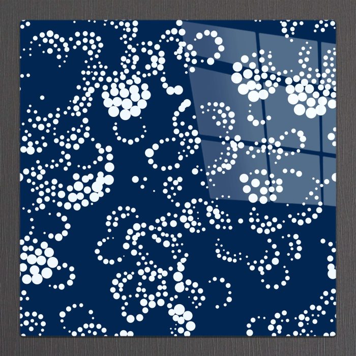 Bourneo Dekoratif Kare Cam Tablo Illustration White Dots