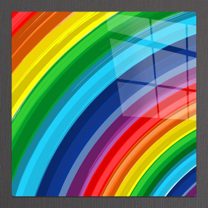 Bourneo Dekoratif Kare Cam Tablo Illustration Rainbow