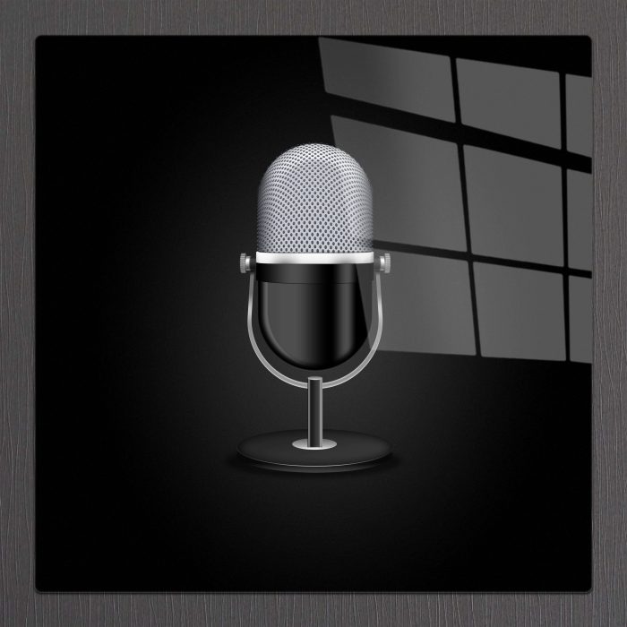 Bourneo Dekoratif Kare Cam Tablo Microphone