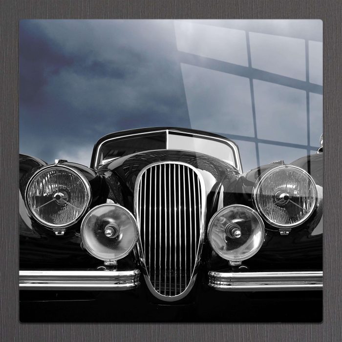 Bourneo Dekoratif Kare Cam Tablo Classic Car Black