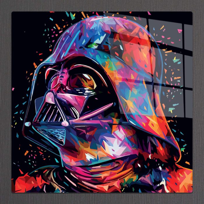 Bourneo Dekoratif Kare Cam Tablo Pop Art Darth Vader