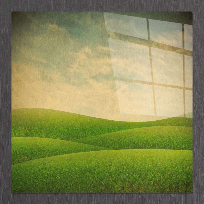 Bourneo Dekoratif Kare Cam Tablo Retro Green Nature