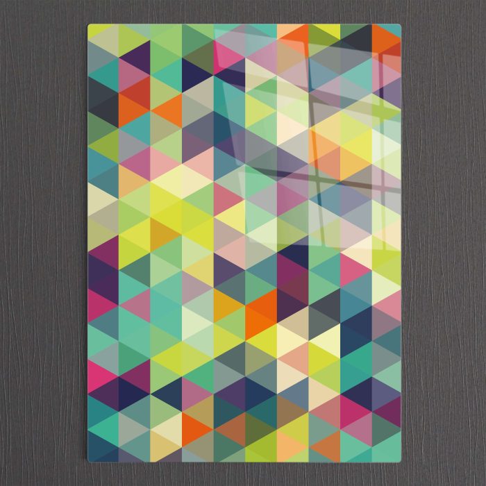 Bourneo Dekoratif Dikey Cam Tablo Abstract Colorful Triangles 2