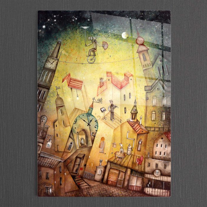 Bourneo Dekoratif Dikey Cam Tablo Abstract Painting