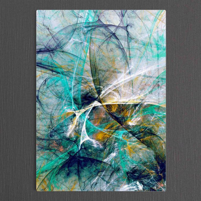 Bourneo Dekoratif Dikey Cam Tablo Abstract Blue and White Fractal Artwork