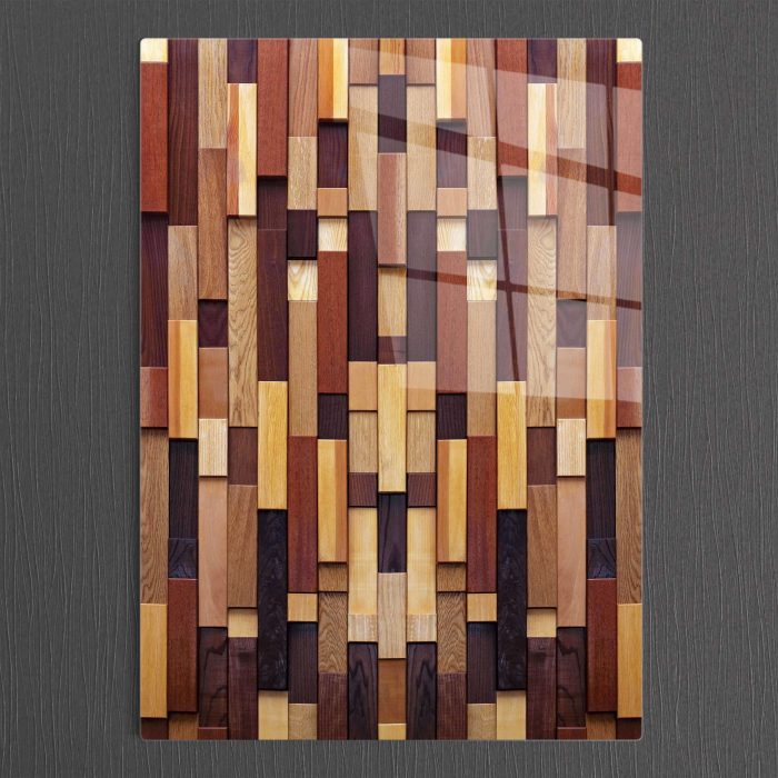 Bourneo Dekoratif Dikey Cam Tablo Abstract Wooden Tiles