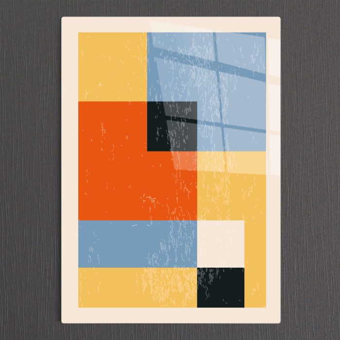 Bourneo Dekoratif Dikey Cam Tablo Abstract Cubic Shapes 1