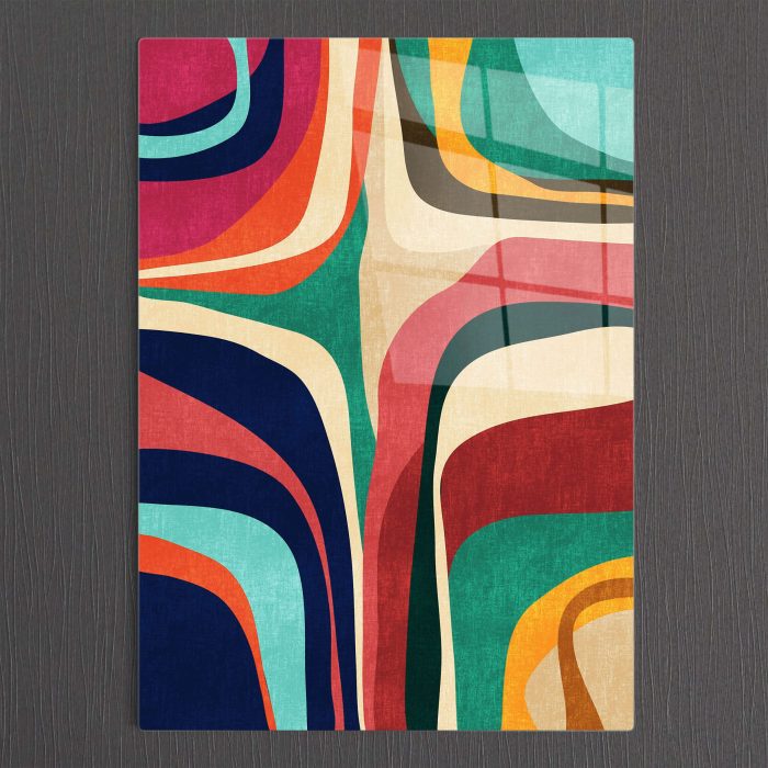 Bourneo Dekoratif Dikey Cam Tablo Abstract Art Colorful