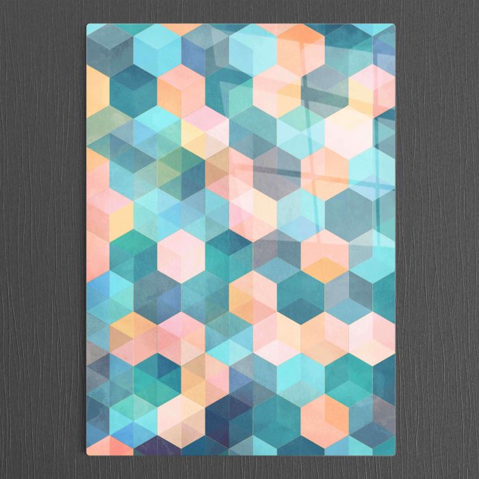 Bourneo Dekoratif Dikey Cam Tablo Abstract Cubes