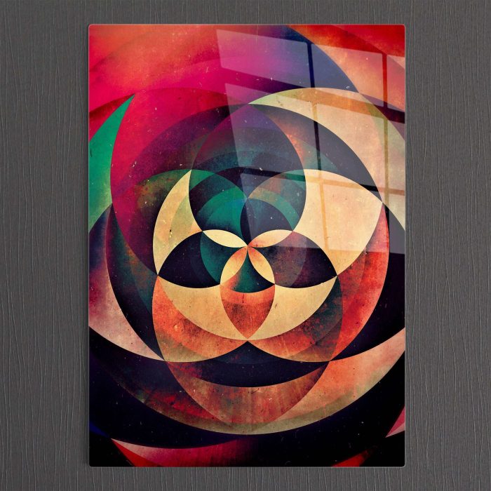 Bourneo Dekoratif Dikey Cam Tablo Abstract Geometric Crescent