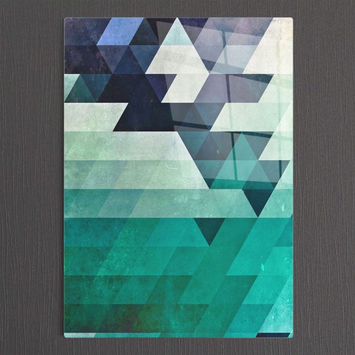 Bourneo Dekoratif Dikey Cam Tablo Abstract Colorful Triangles 3