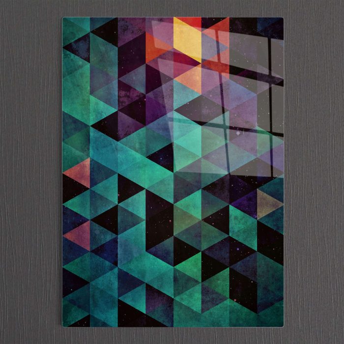 Bourneo Dekoratif Dikey Cam Tablo Abstract Triangle Universe