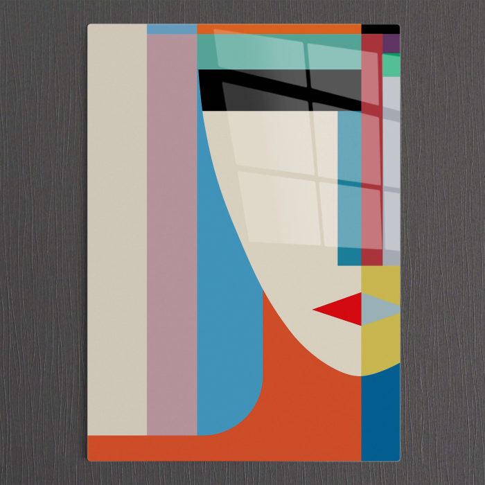 Bourneo Dekoratif Dikey Cam Tablo Abstract Woman Face