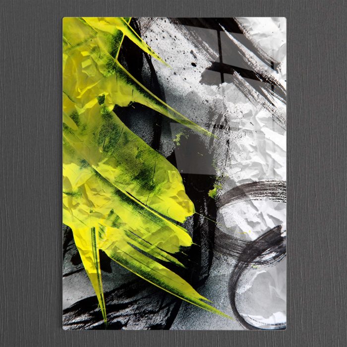 Bourneo Dekoratif Dikey Cam Tablo Abstract Brush Strokes