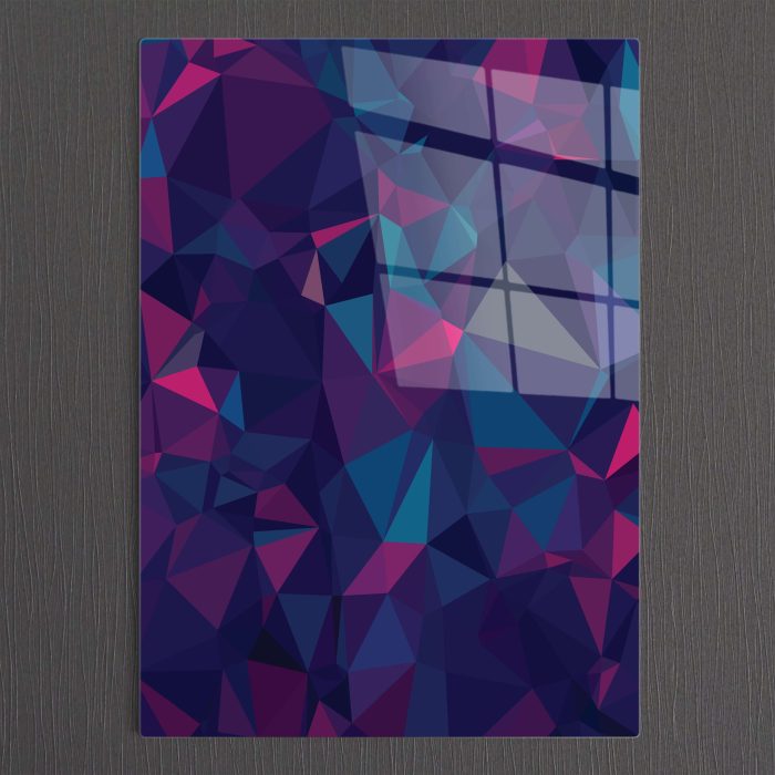 Bourneo Dekoratif Dikey Cam Tablo Abstract Purple and Blue Triangles