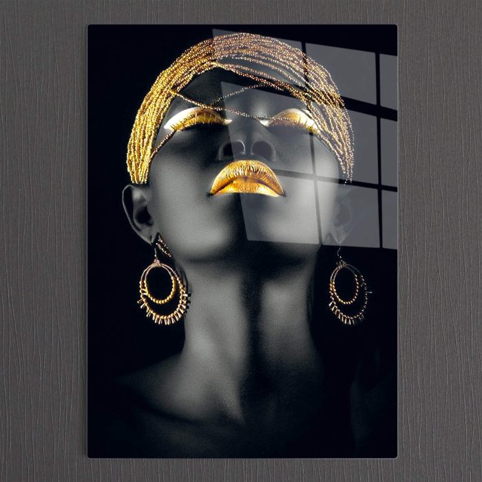 Bourneo Dekoratif Dikey Cam Tablo African Woman