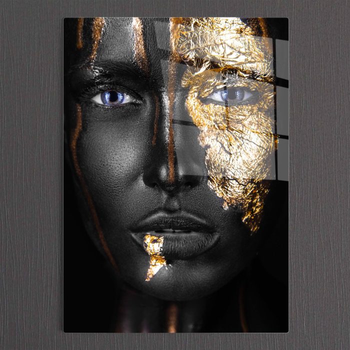 Bourneo Dekoratif Dikey Cam Tablo Golden Face 2