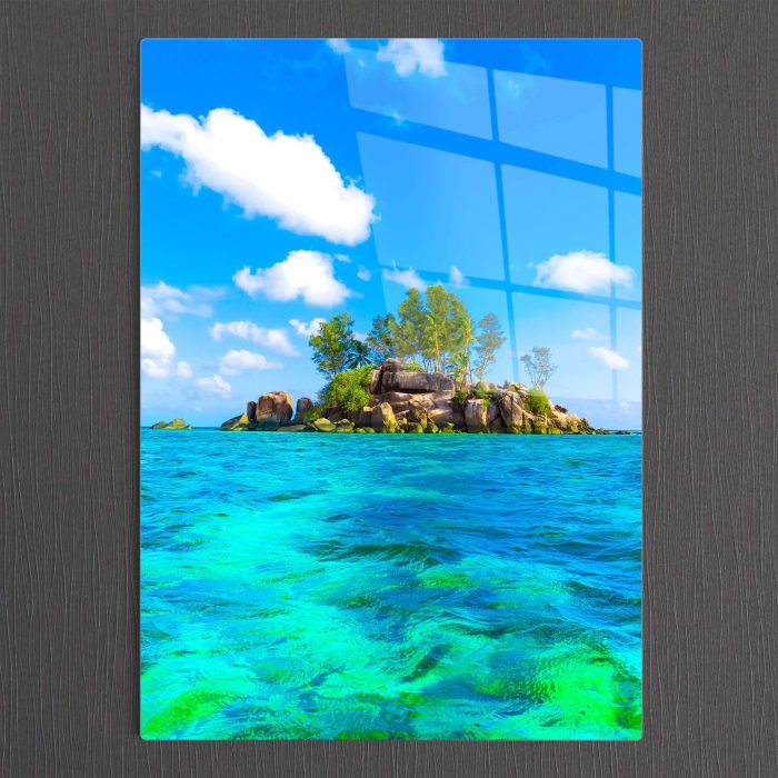 Bourneo Dekoratif Dikey Cam Tablo Paradise Island